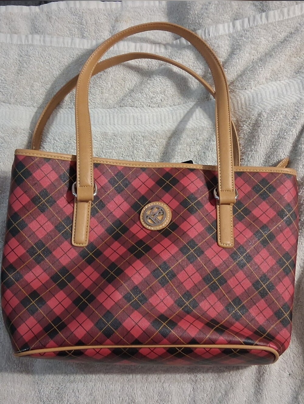 Kim Rogers Red & Black Plaid Tote Shoulder Bag